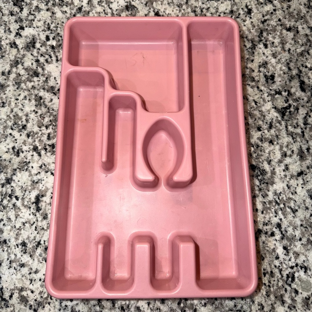Vintage Rubbermaid Pink Silverware Organizer Plastic Utensil Tray‎